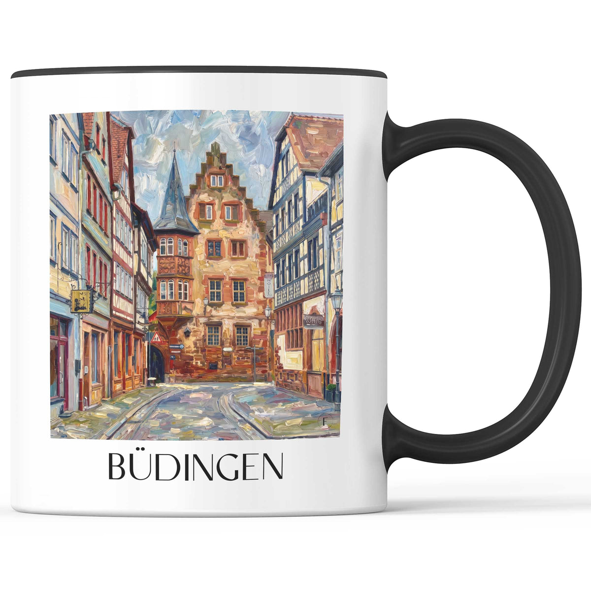 Büdingen Kaffeebecher - Wetterau - Deutschland Becher - Kaffeetasse im Ölgemälde Stil
