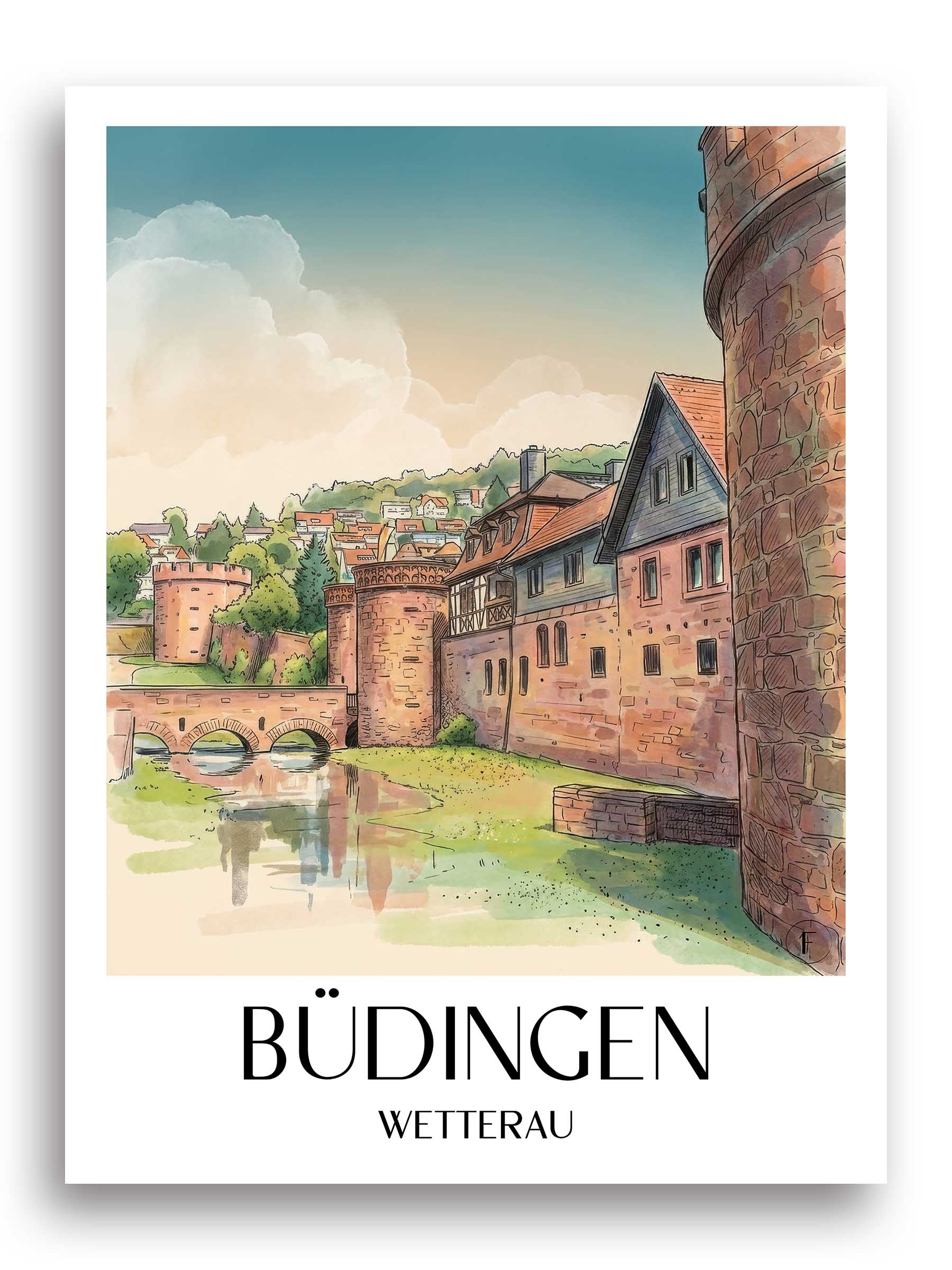 büdingen-wetterau-deutschland-poster-aquarell