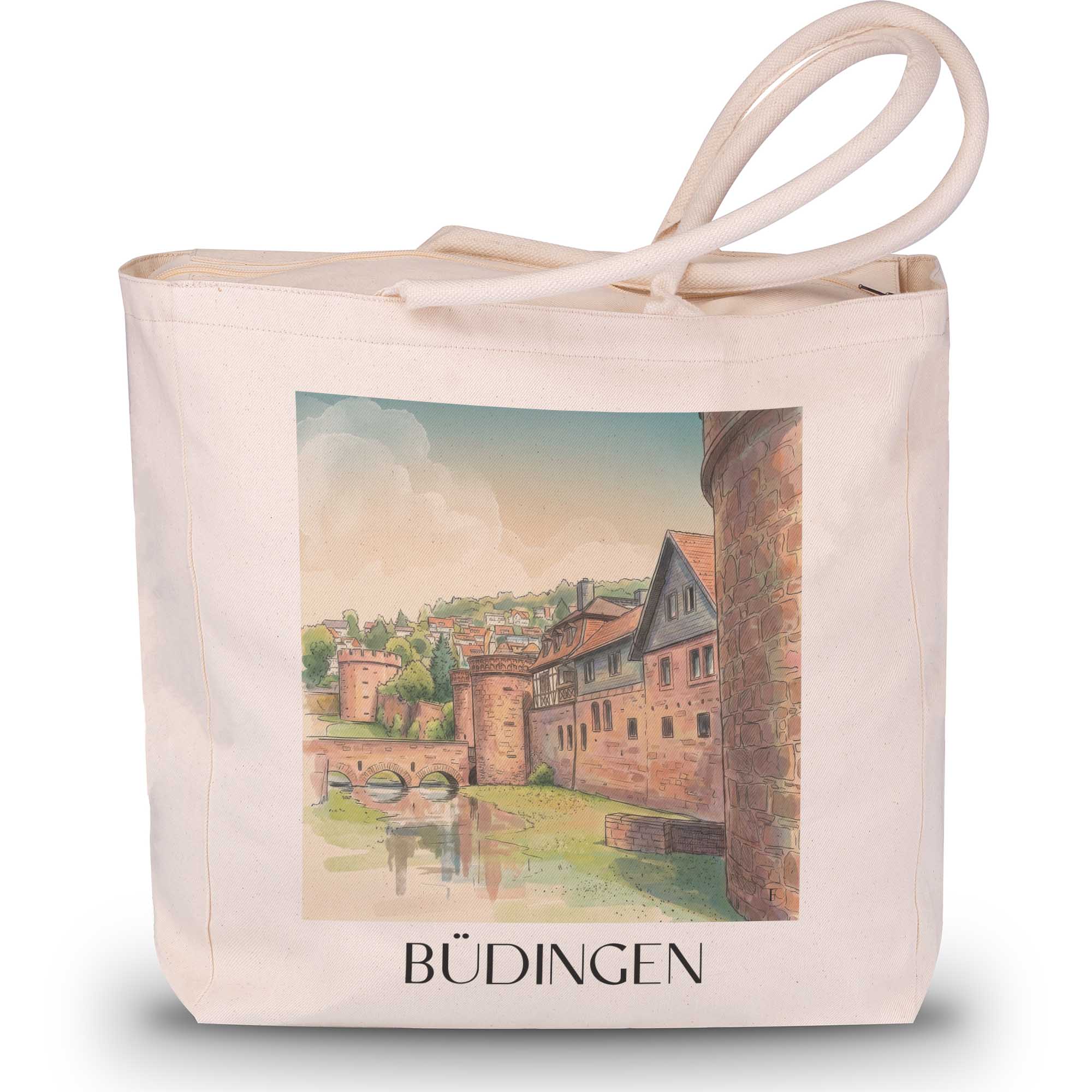 büdingen-wetterau-deutschland-einkaufstasche-aquarell