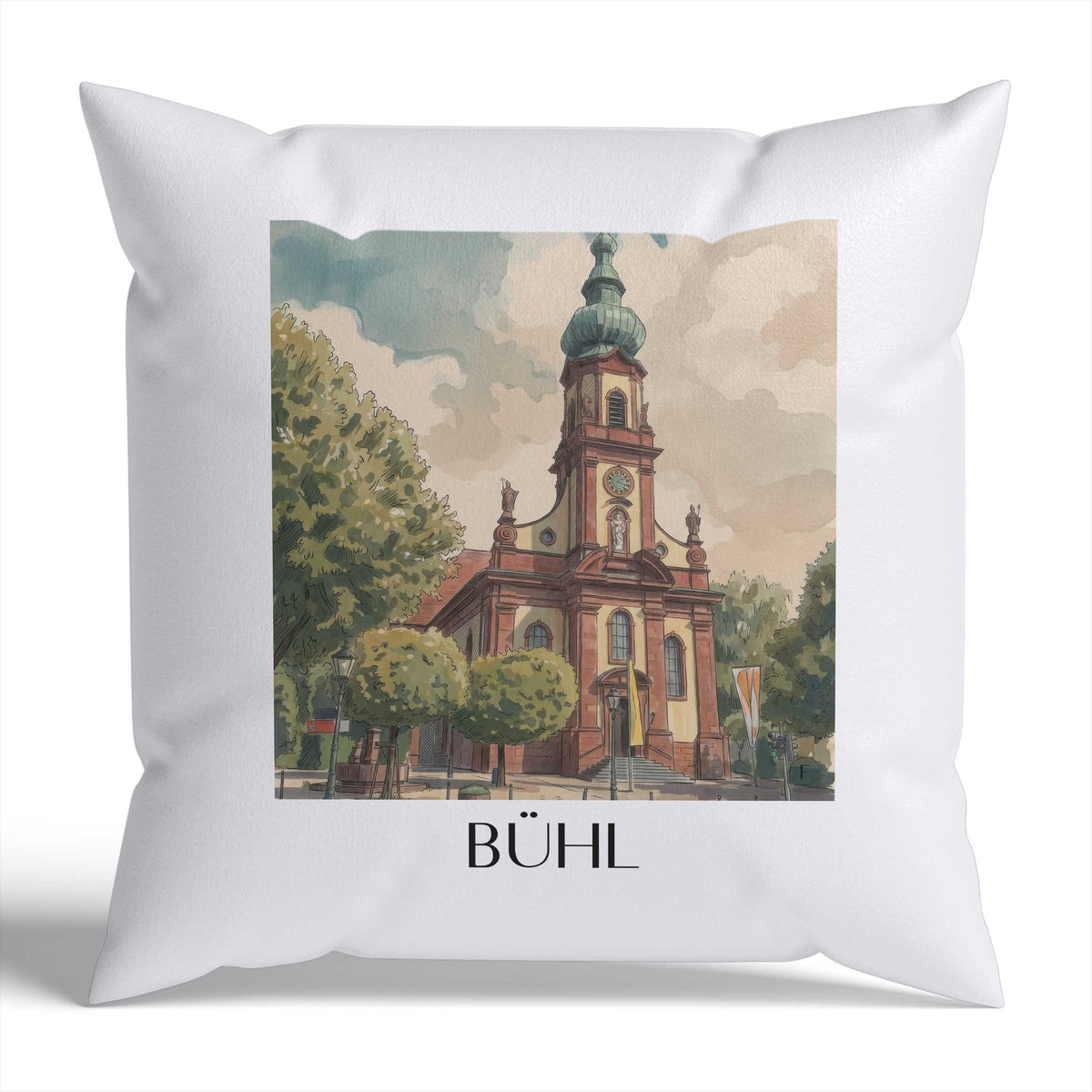 Bühl Kissenhülle - Zierkissen Bezug - Schwarzwald - Deutschland Kissen bzw. Kissenbezug im Aquarell Stil - favplace