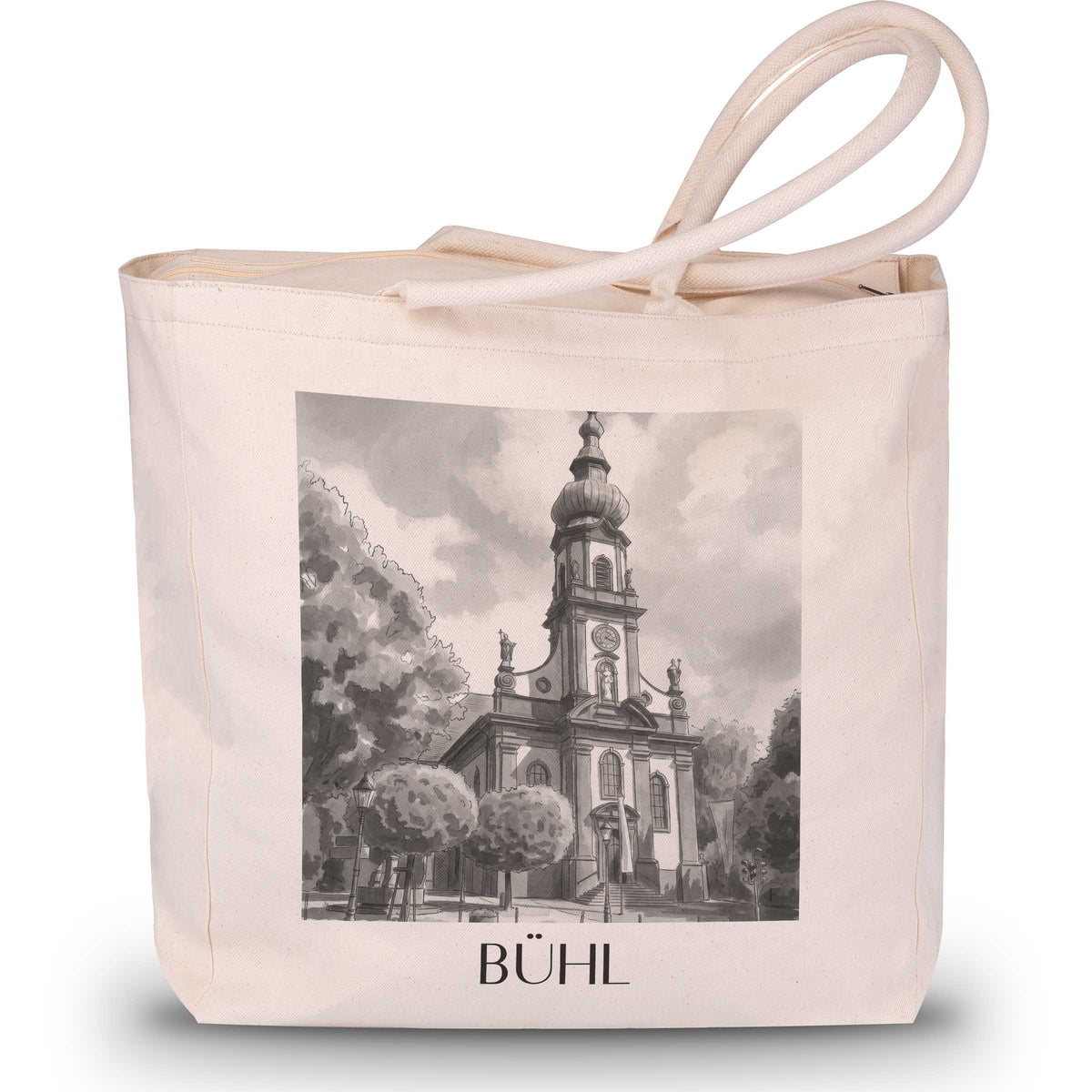Bühl Shopping Tasche - Schwarzwald - Deutschland Tote Bag - Einkaufstasche im Aquarell Schwarz-Weiß Stil - favplace