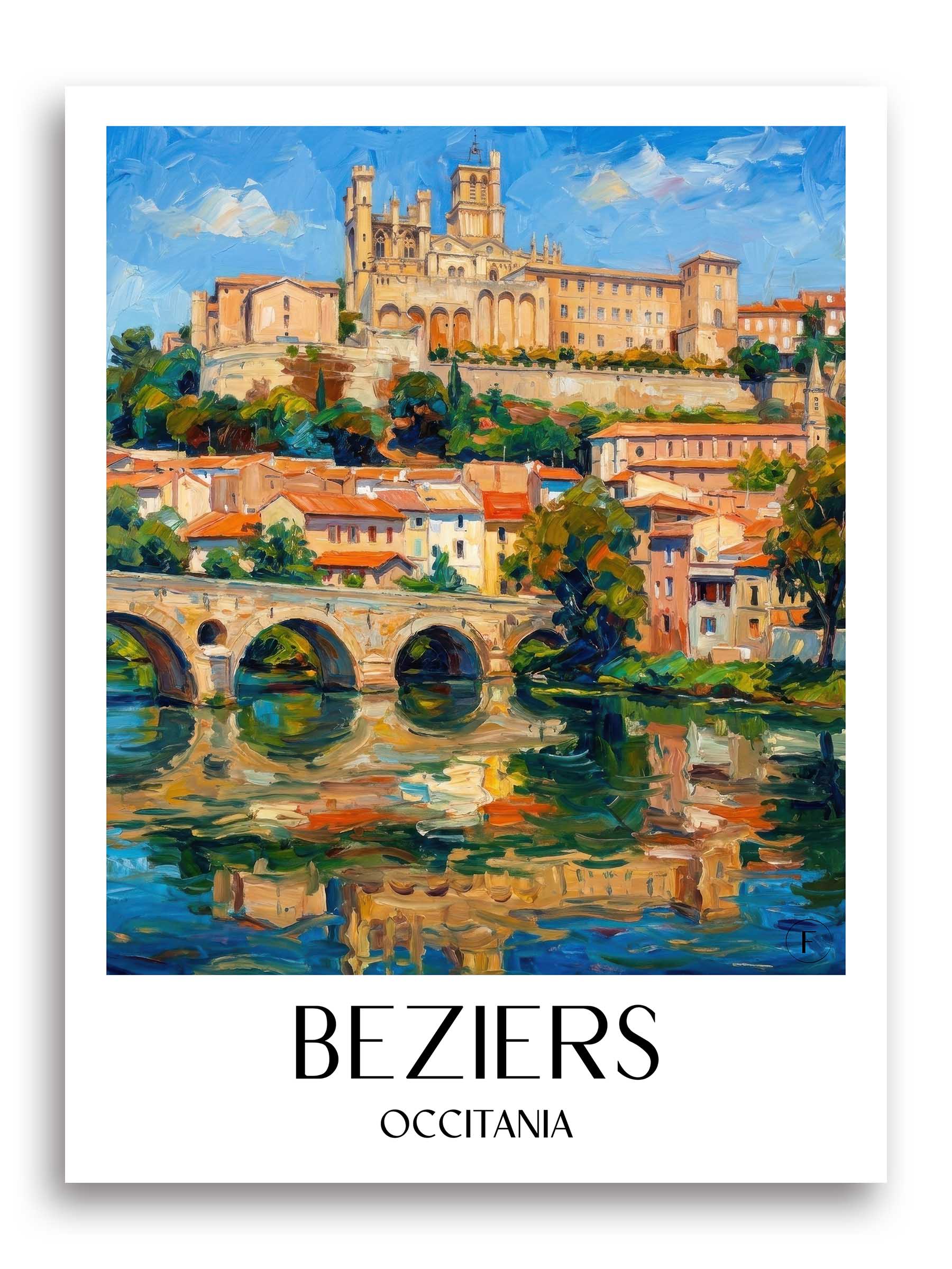 Bèziers Poster - Okzitanien - Frankreich Kunstdruck - Ölgemälde von A4 bis A1 - favplace