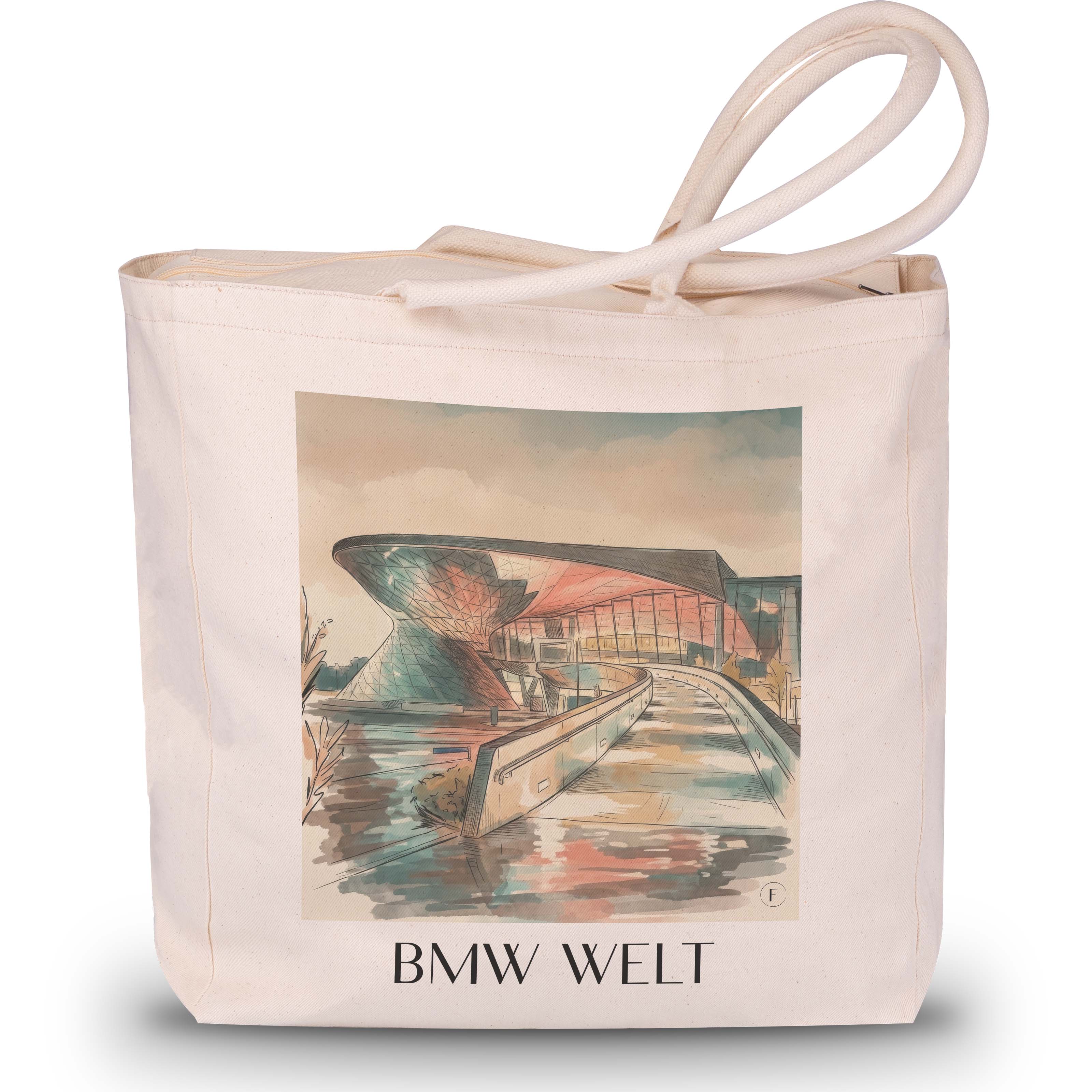 BMW Welt Shopping Tasche - München - Deutschland Tote Bag - Einkaufstasche im Aquarell Stil - favplace