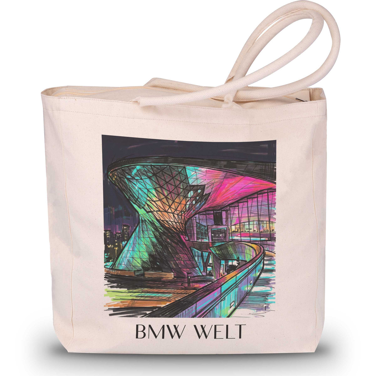 BMW Welt Shopping Tasche - München - Deutschland Tote Bag - Einkaufstasche im Tag Graffiti Stil - favplace