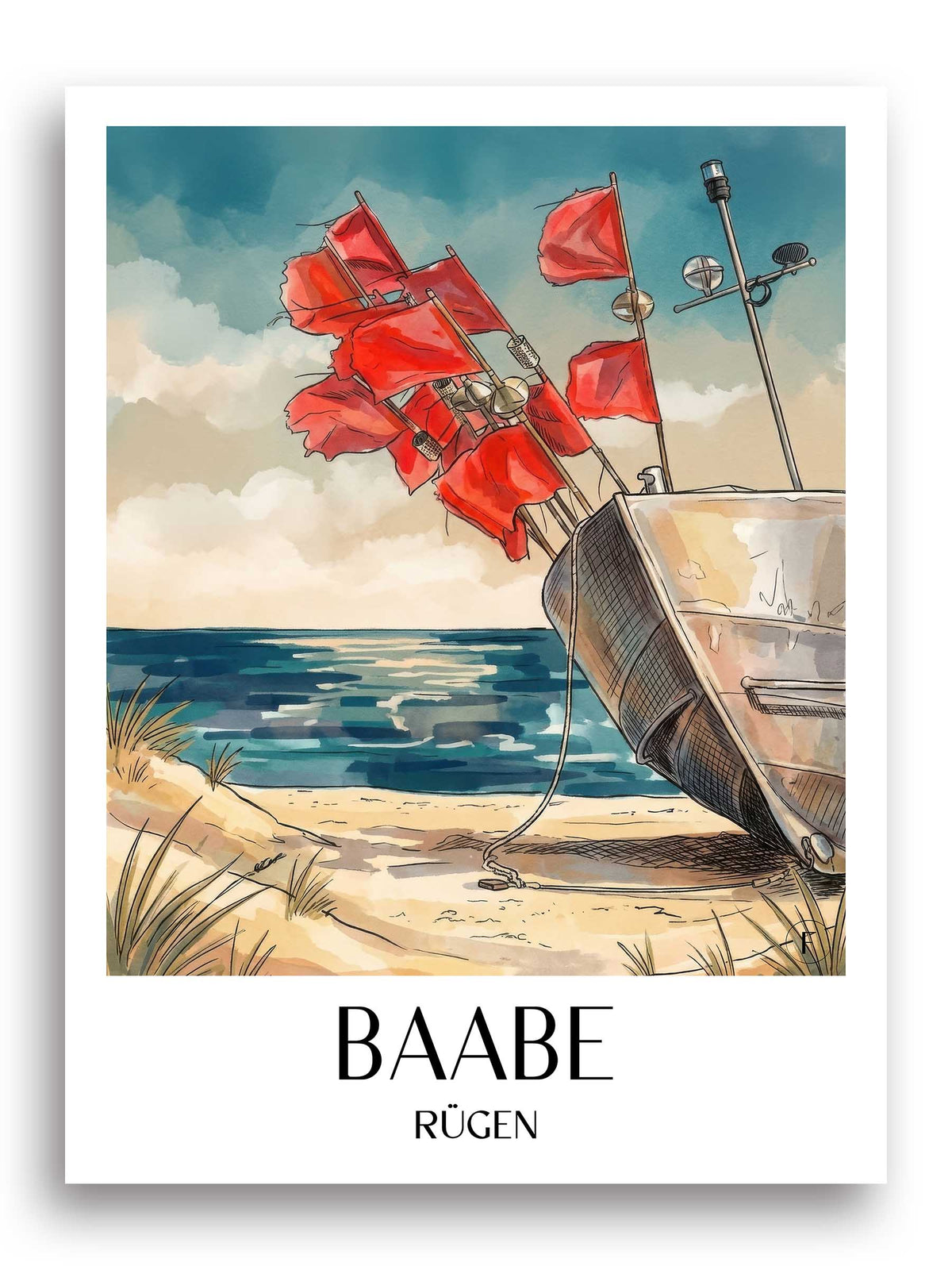 baabe-rügen-deutschland-poster-aquarell