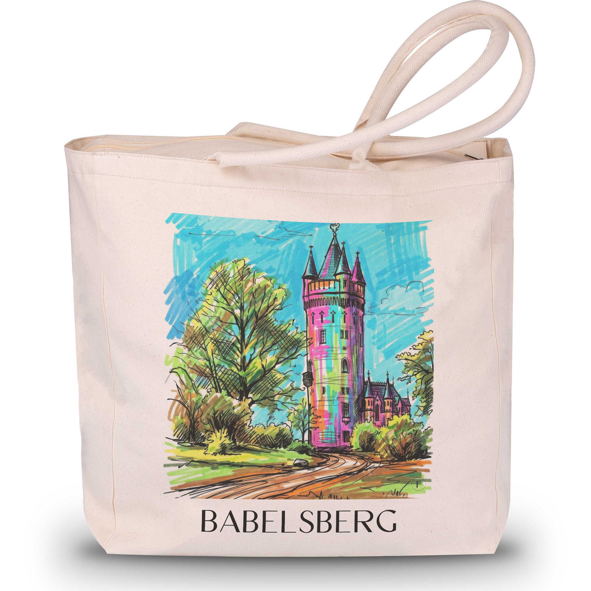 Babelsberg Shopping Tasche - Potsdam - Deutschland Tote Bag - Einkaufstasche im Tag Graffiti Stil - favplace