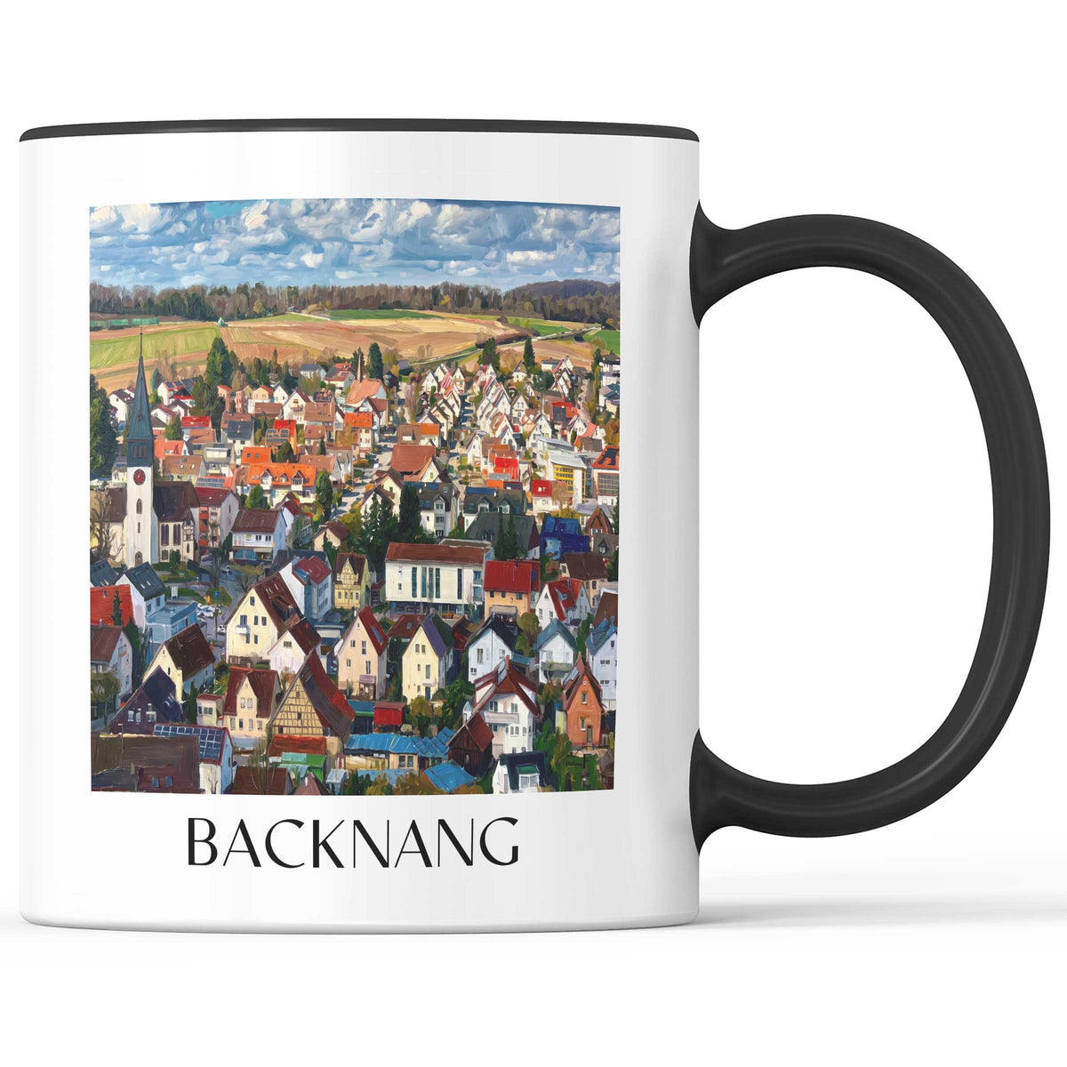 Backnang Kaffeebecher - Rems-Murr-Kreis - Deutschland Becher - Kaffeetasse im Ölgemälde Stil