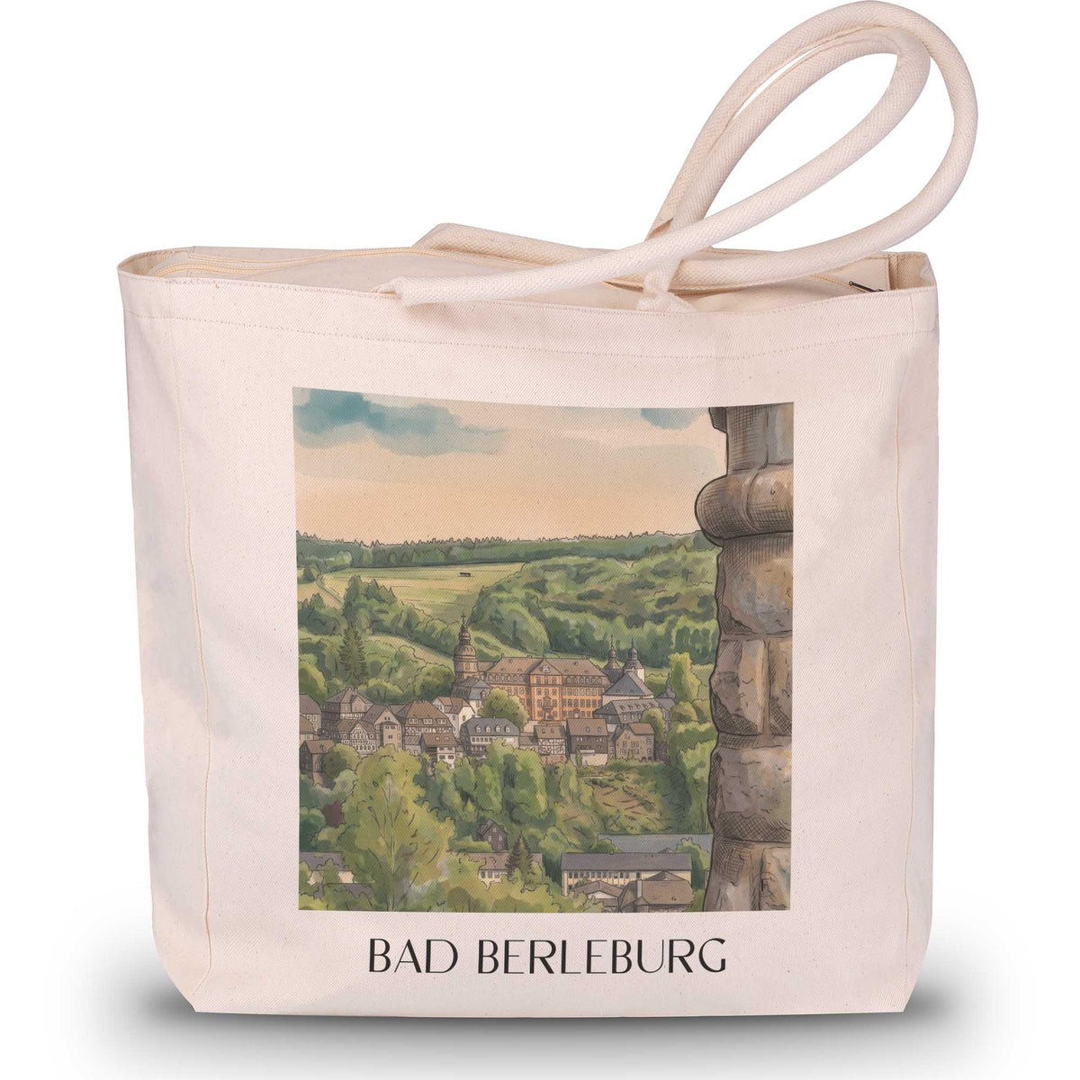 bad-berleburg-wittgensteiner-land-deutschland-einkaufstasche-aquarell