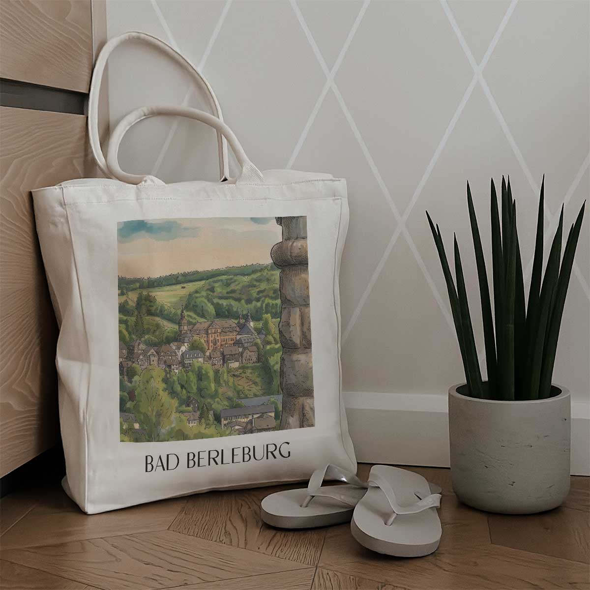 bad-berleburg-wittgensteiner-land-deutschland-einkaufstasche-aquarell