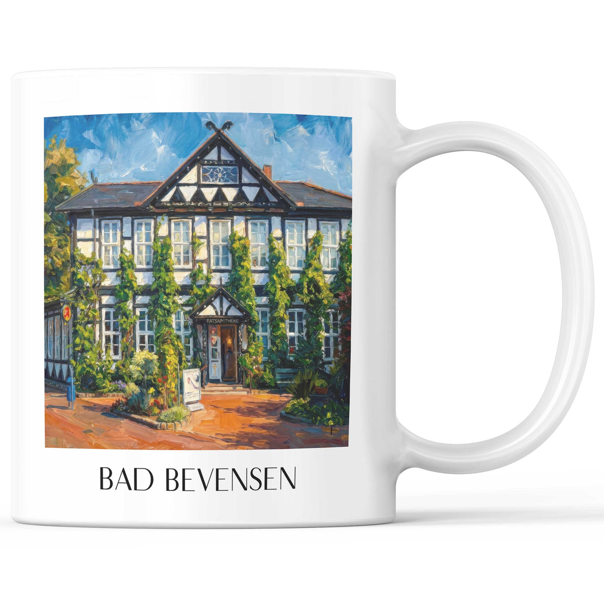 Bad Bevensen Kaffeebecher - Niedersachsen - Deutschland Becher - Kaffeetasse im Ölgemälde Stil - favplace