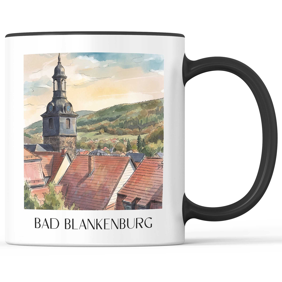 bad-blankenburg-thüringer-wald-deutschland-kaffeebecher-aquarell
