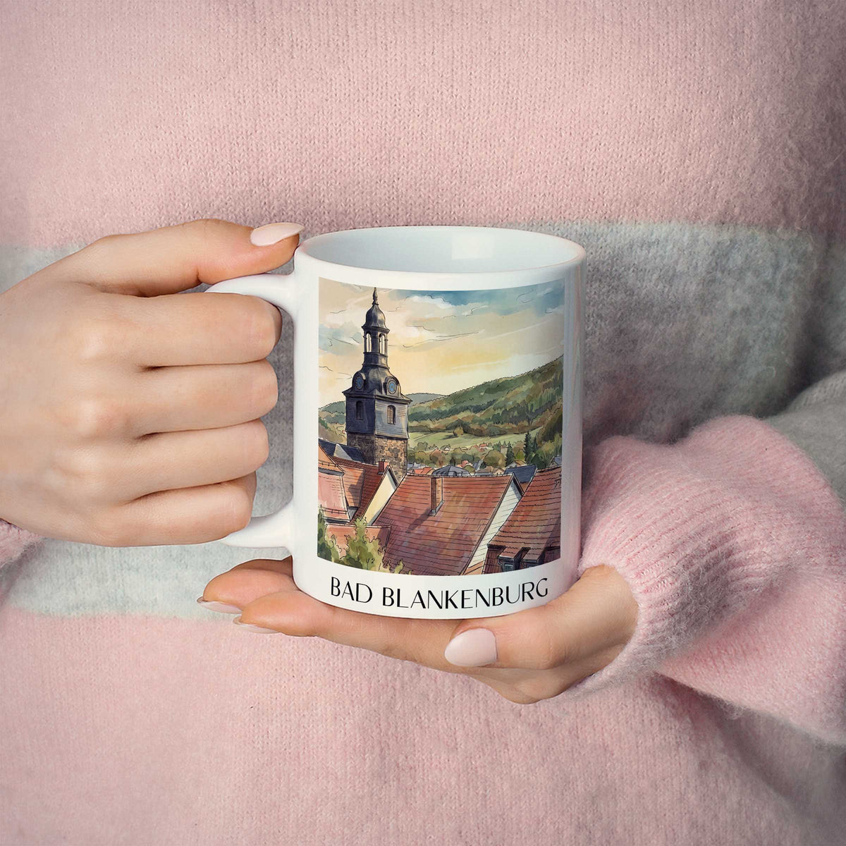 bad-blankenburg-thüringer-wald-deutschland-kaffeebecher-aquarell