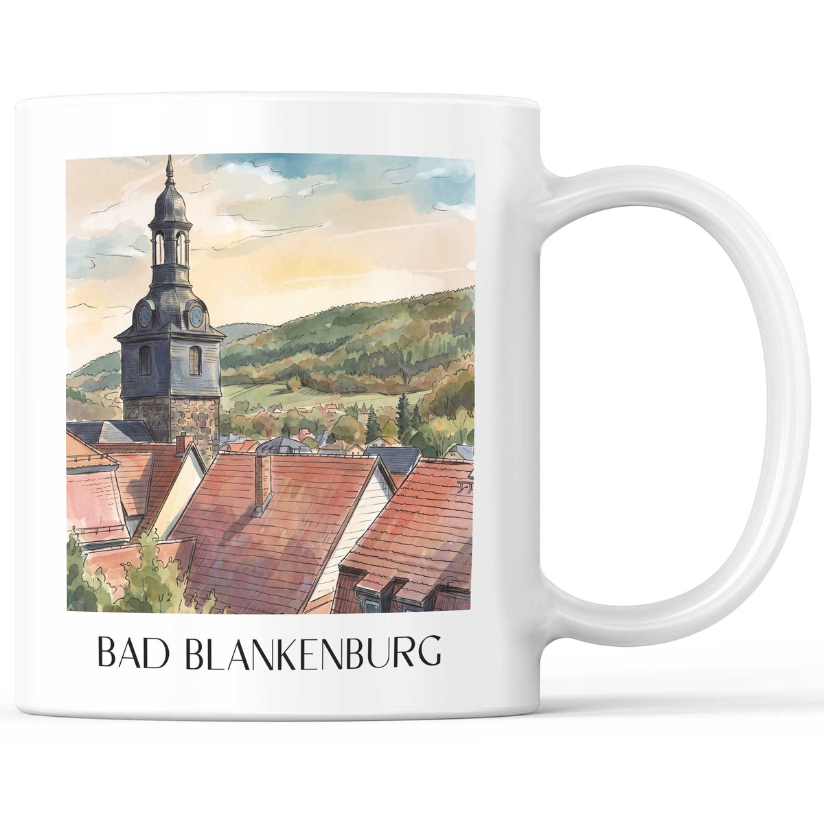 bad-blankenburg-thüringer-wald-deutschland-kaffeebecher-aquarell
