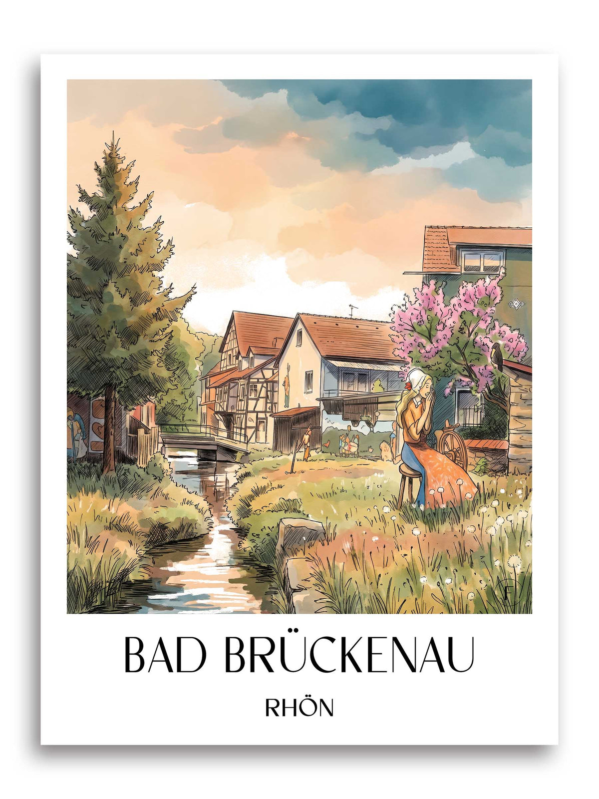 bad-brückenau-rhön-deutschland-poster-aquarell
