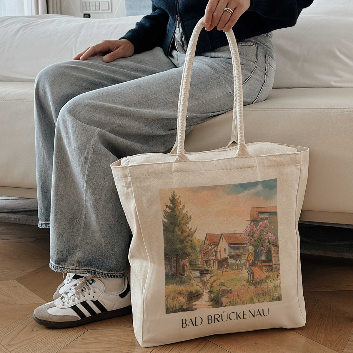 bad-brückenau-rhön-deutschland-einkaufstasche-aquarell