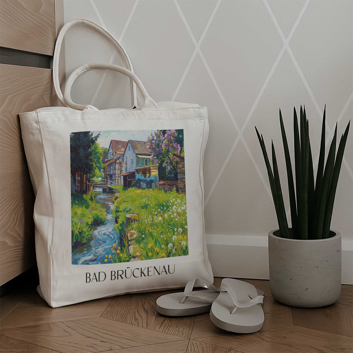 bad-brückenau-rhön-deutschland-einkaufstasche-oil-painting-oelgemaelde