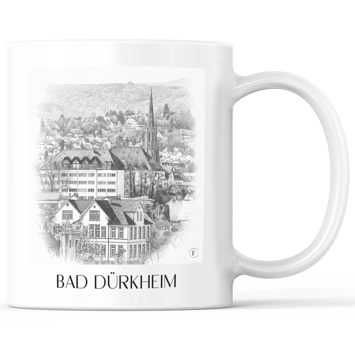 Bad Dürkheim Kaffeebecher - Rheinland-Pfalz - Deutschland Becher - Kaffeetasse im Zeichnung Stil