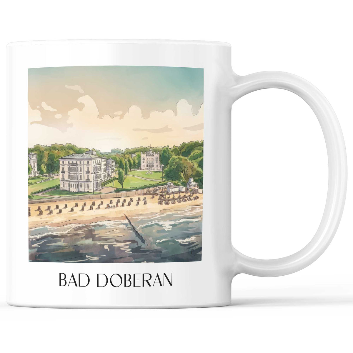 Bad Doberan Kaffeebecher - Mecklenburg-Vorpommern - Deutschland Becher - Kaffeetasse im Aquarell Stil - favplace