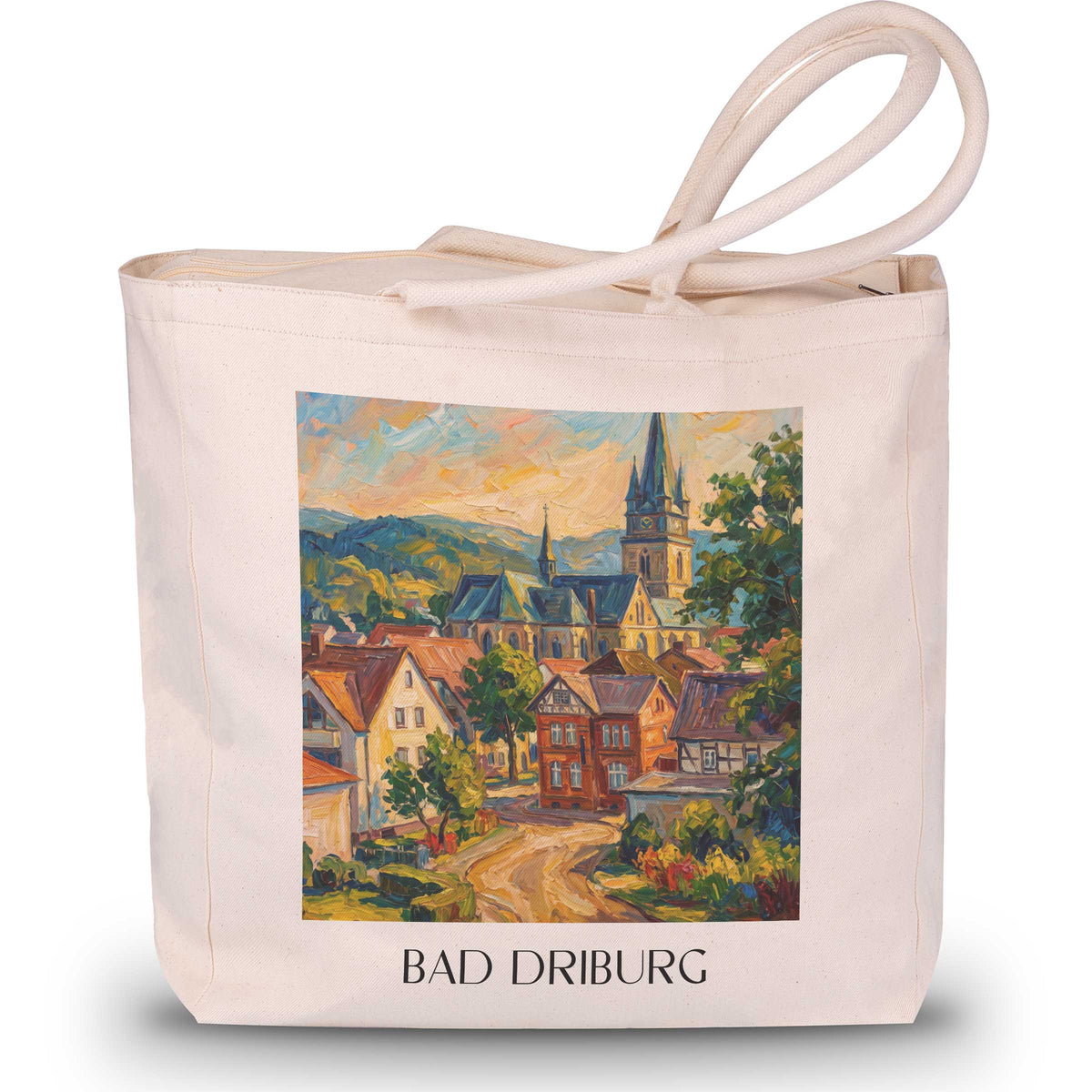 Bad Driburg Shopping Tasche - Teutoburger Wald - Deutschland Tote Bag - Einkaufstasche im Ölgemälde Stil - favplace
