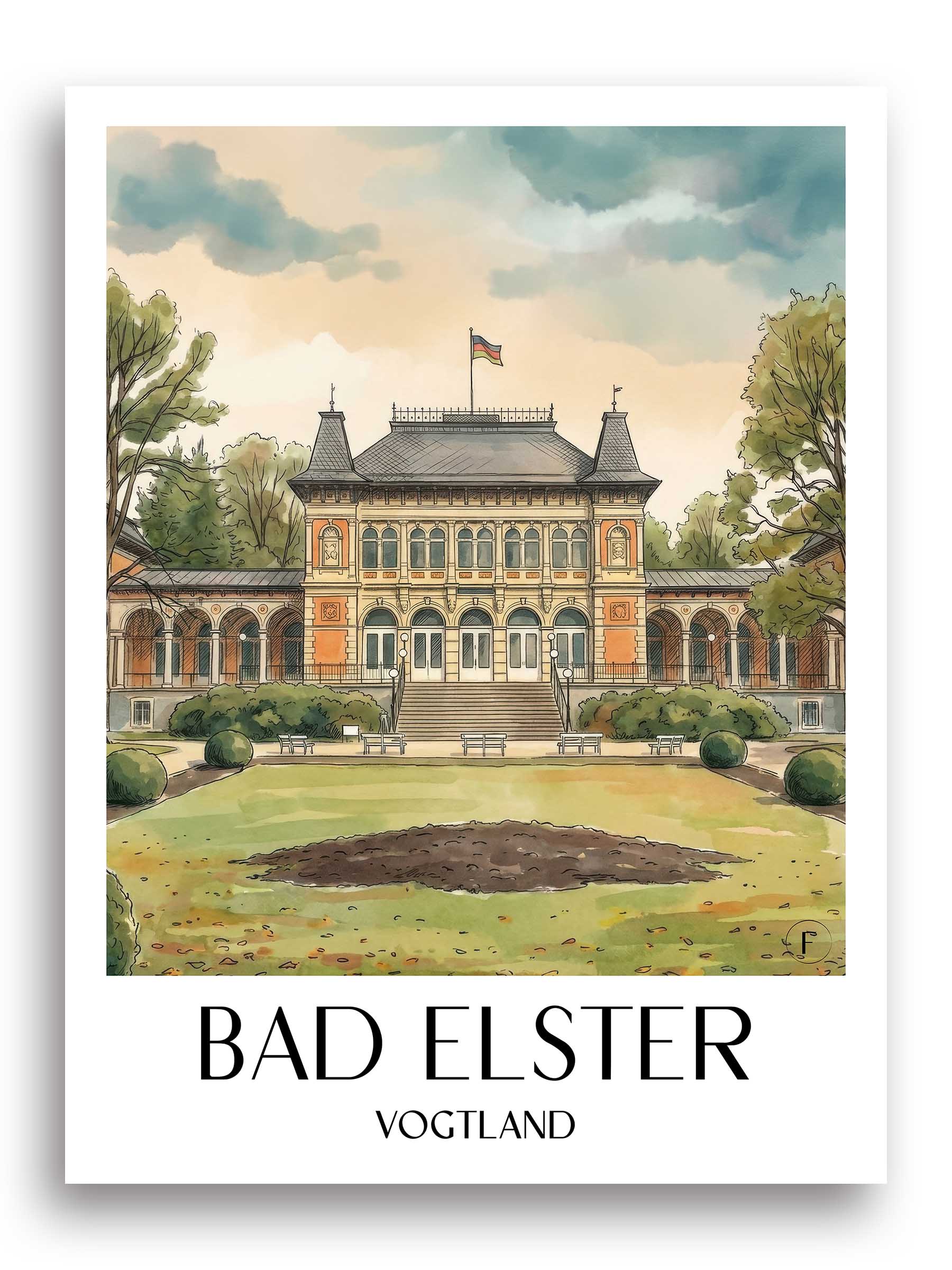 bad-elster-vogtland-deutschland-poster-aquarell