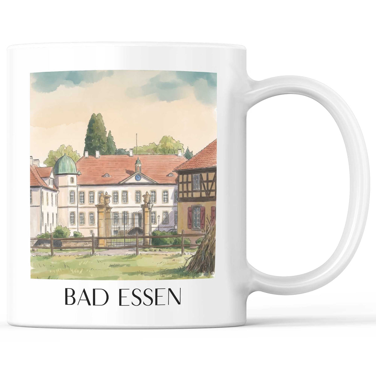 Bad Essen Kaffeebecher - Niedersachsen - Deutschland Becher - Kaffeetasse im Aquarell Stil - favplace