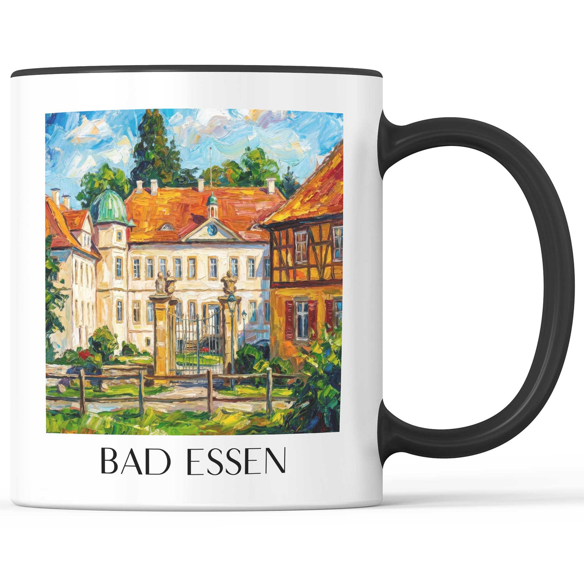 Bad Essen Kaffeebecher - Niedersachsen - Deutschland Becher - Kaffeetasse im Ölgemälde Stil - favplace