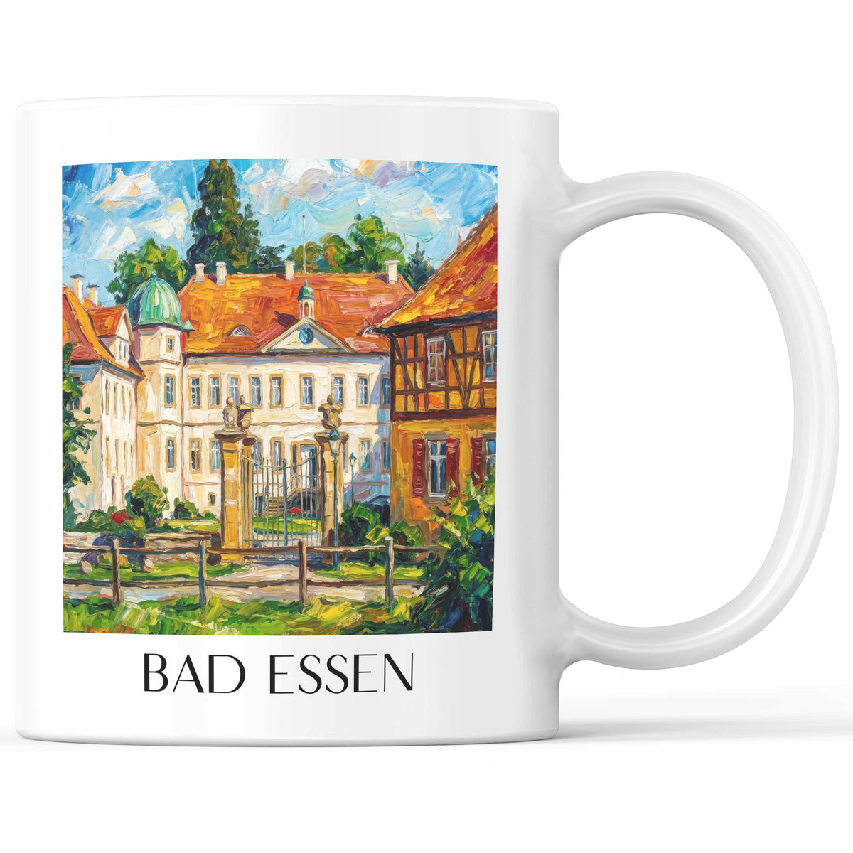 Bad Essen Kaffeebecher - Niedersachsen - Deutschland Becher - Kaffeetasse im Ölgemälde Stil - favplace