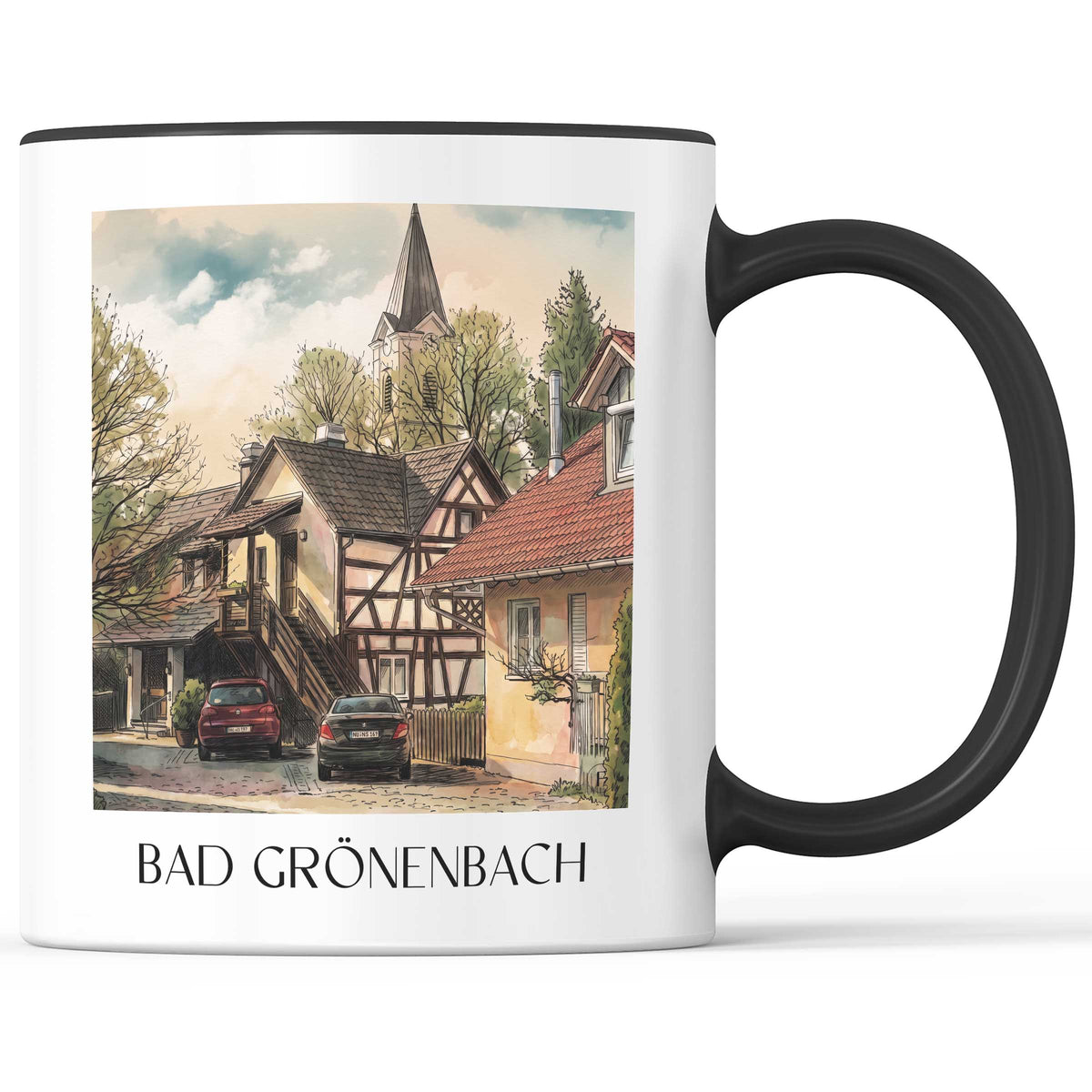 Bad Grönenbach Kaffeebecher - Unterallgäu - Deutschland Becher - Kaffeetasse im Aquarell Stil - favplace