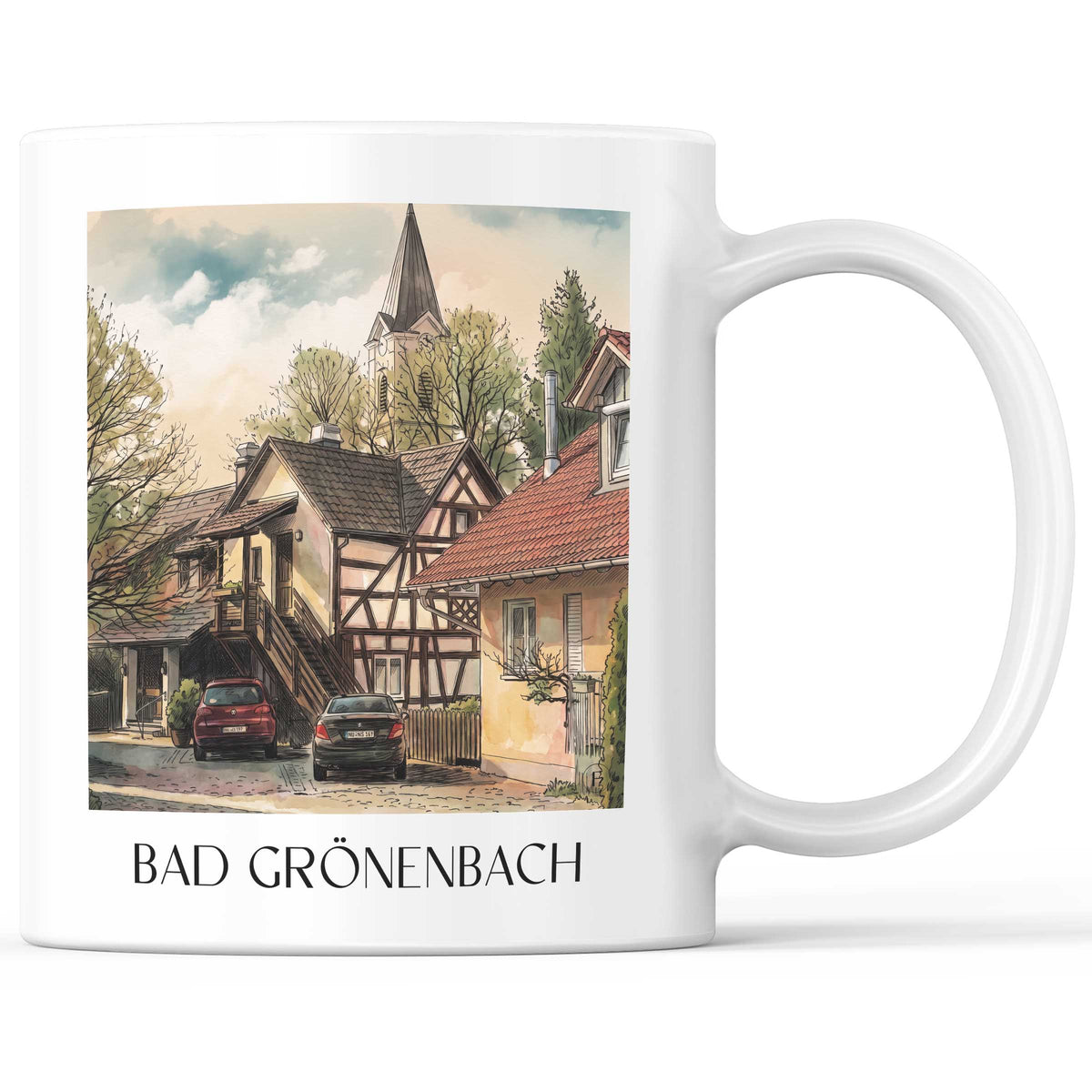 Bad Grönenbach Kaffeebecher - Unterallgäu - Deutschland Becher - Kaffeetasse im Aquarell Stil - favplace