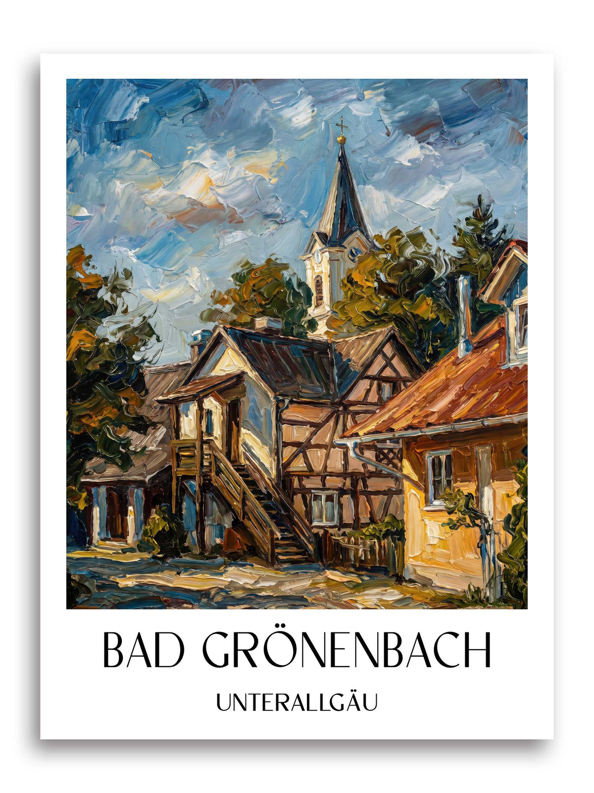 Bad Grönenbach Poster - Unterallgäu - Deutschland Kunstdruck - Ölgemälde von A4 bis A1 - favplace