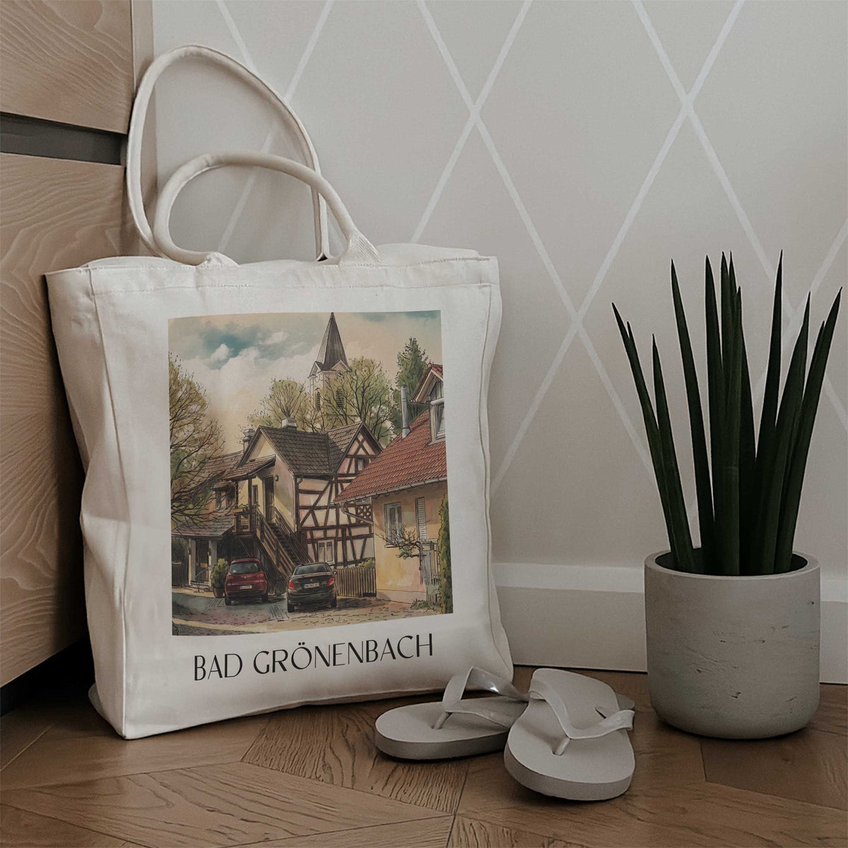 bad-grönenbach-unterallgäu-deutschland-einkaufstasche-aquarell