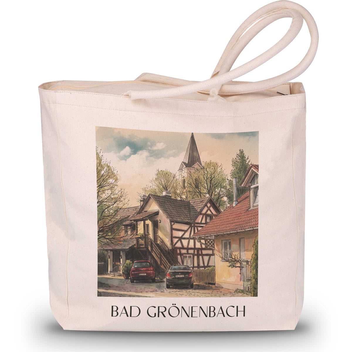 Bad Grönenbach Shopping Tasche - Unterallgäu - Deutschland Tote Bag - Einkaufstasche im Aquarell Stil - favplace