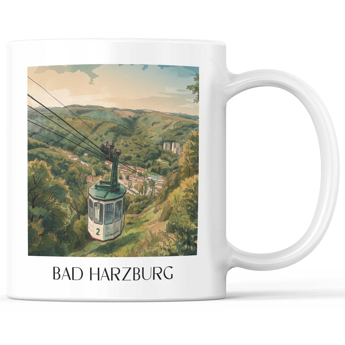Bad Harzburg Kaffeebecher - Harz - Deutschland Becher - Kaffeetasse im Aquarell Stil - favplace