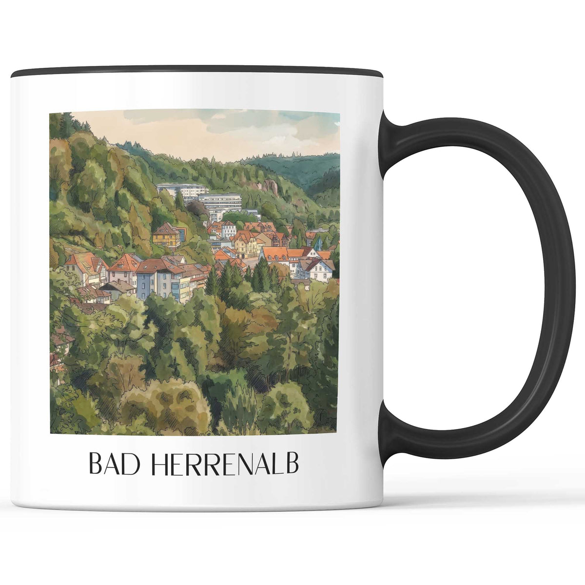 bad-herrenalb-baden-württemberg-deutschland-kaffeebecher-aquarell