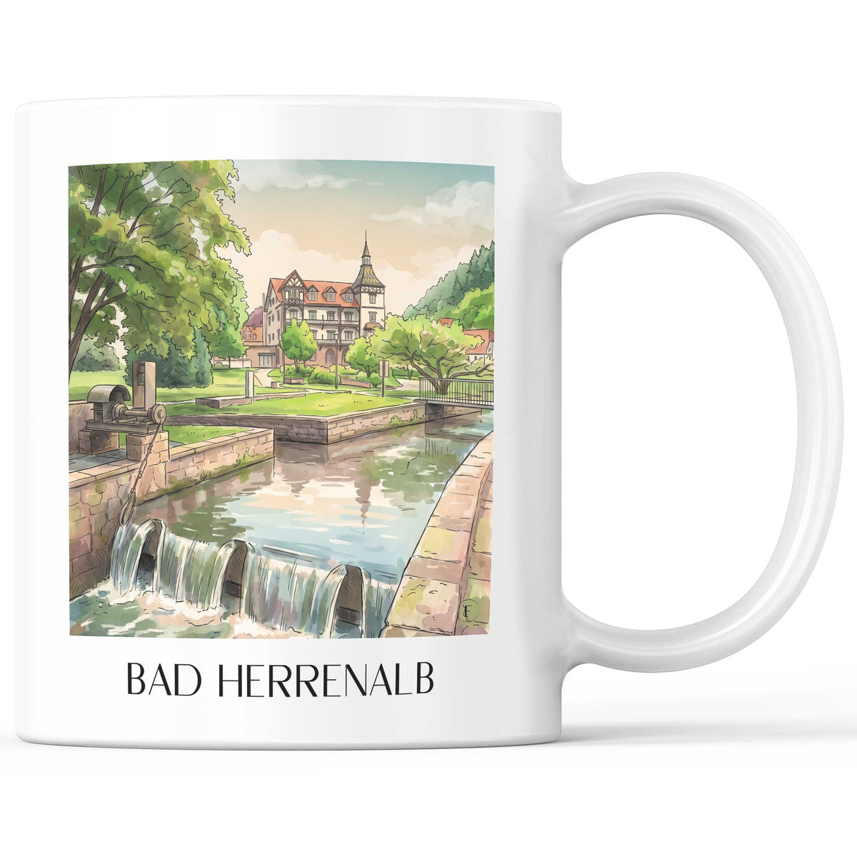 bad-herrenalb-nordschwarzwald-deutschland-kaffeebecher-aquarell
