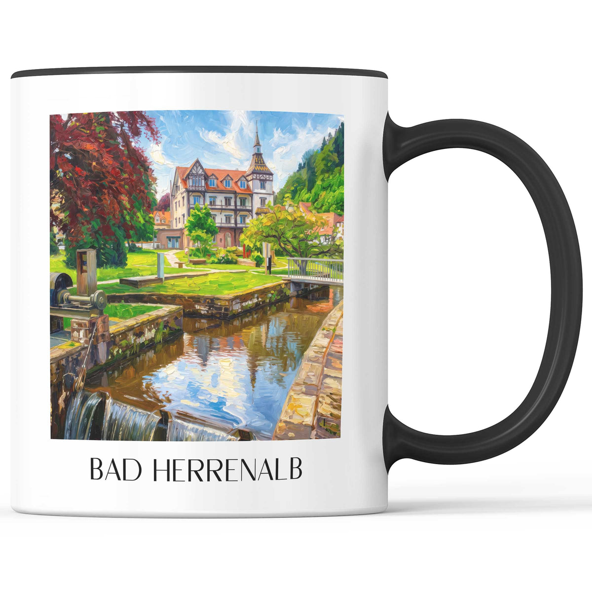 Bad Herrenalb Kaffeebecher - Nordschwarzwald - Deutschland Becher - Kaffeetasse im Ölgemälde Stil - favplace