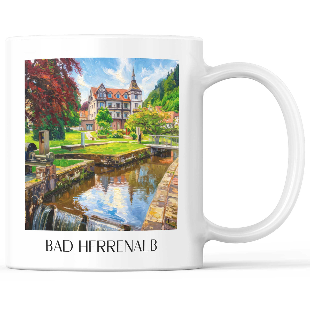 Bad Herrenalb Kaffeebecher - Nordschwarzwald - Deutschland Becher - Kaffeetasse im Ölgemälde Stil - favplace