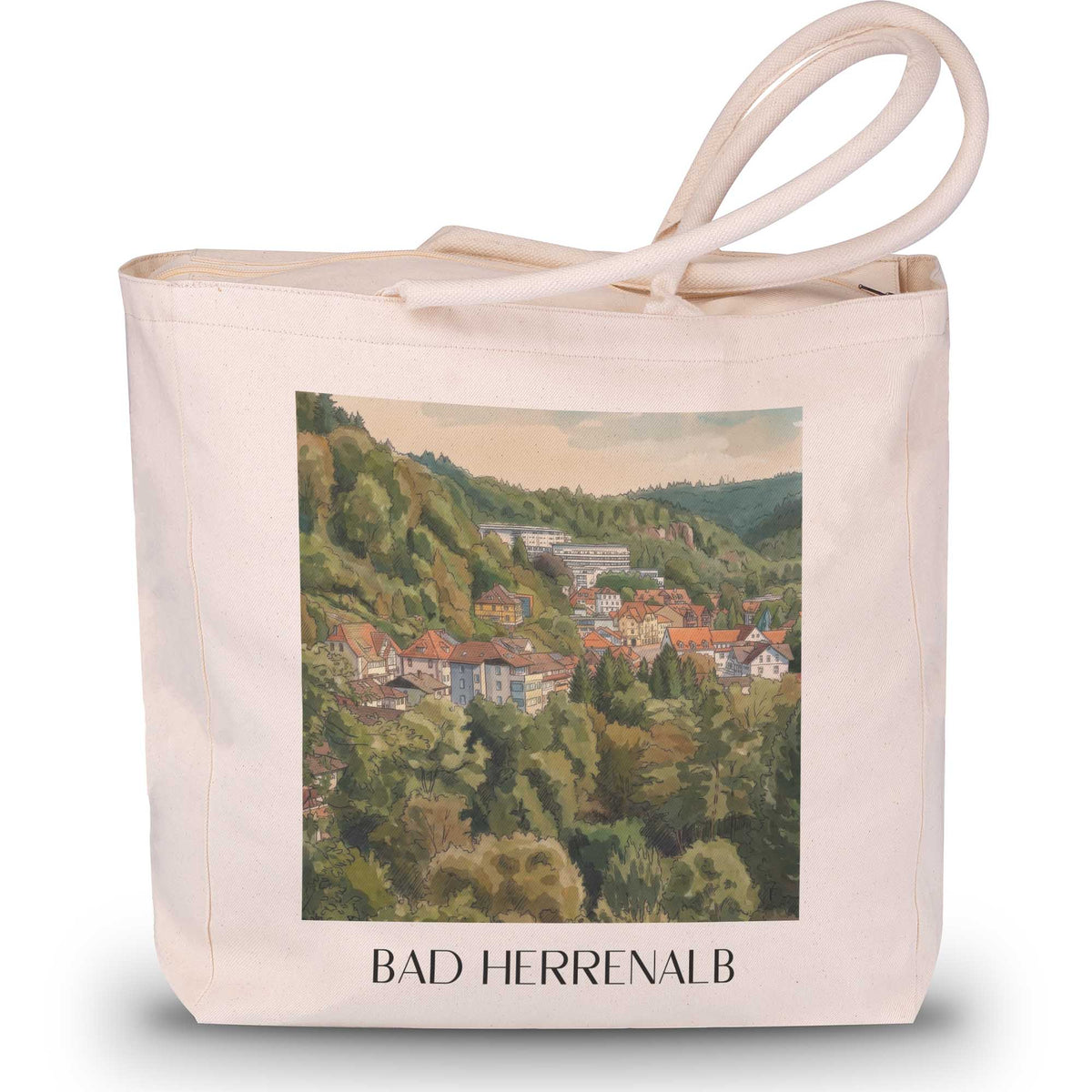 bad-herrenalb-baden-württemberg-deutschland-einkaufstasche-aquarell