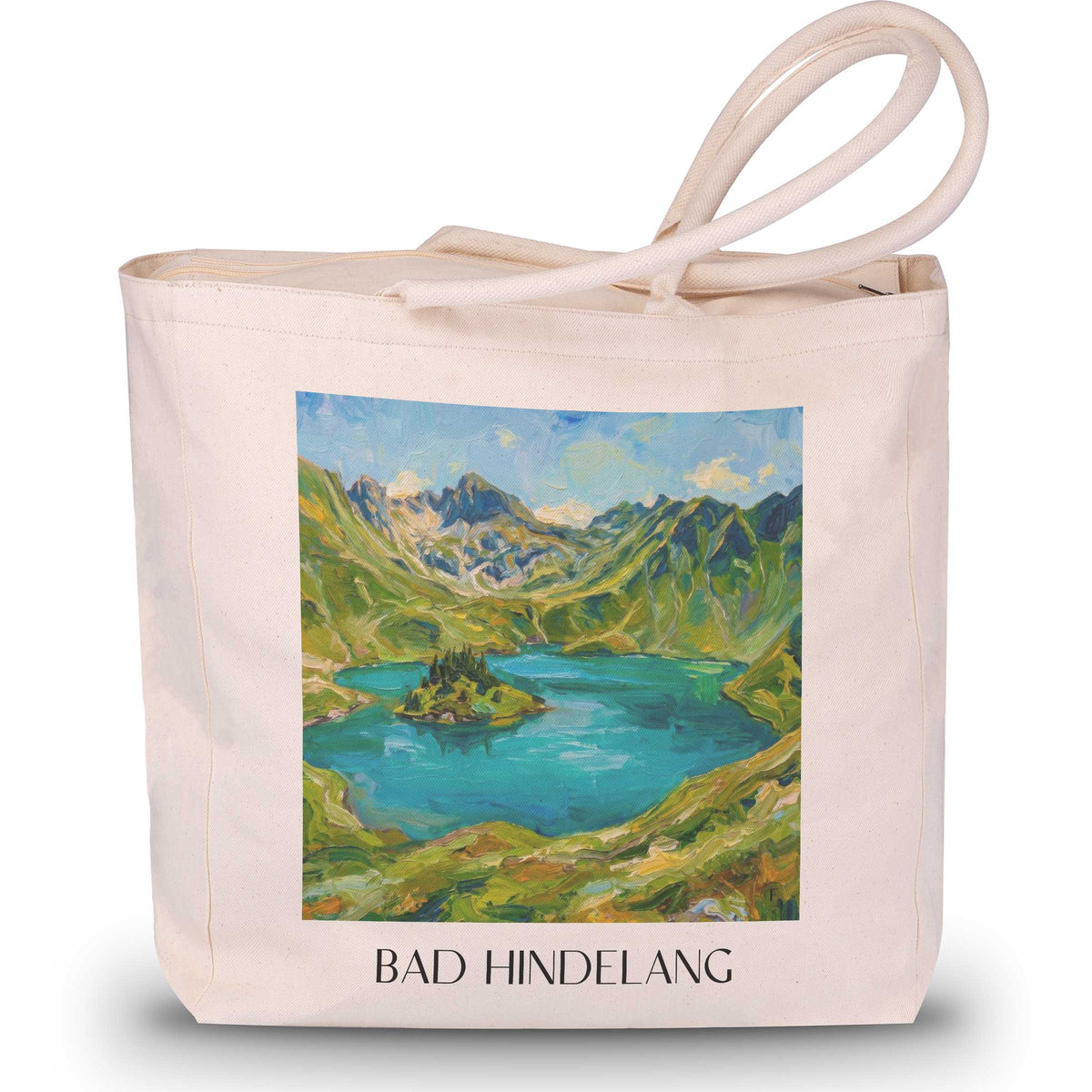 Bad Hindelang Shopping Tasche - Oberallgäu - Deutschland Tote Bag - Einkaufstasche im Ölgemälde Stil - favplace
