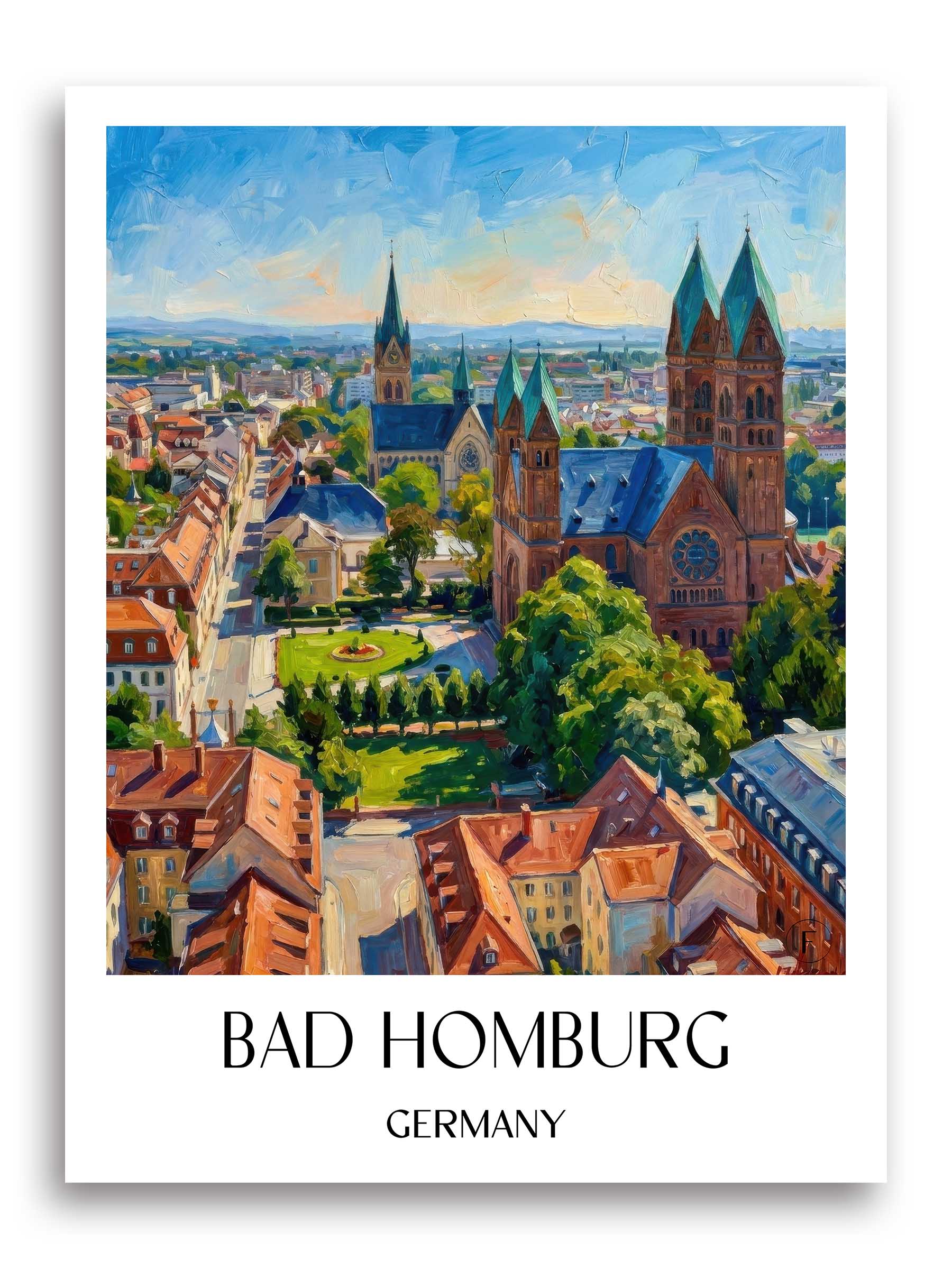 Bad Homburg Poster - Hessen - Deutschland Kunstdruck - Ölgemälde von A4 bis A1 - favplace