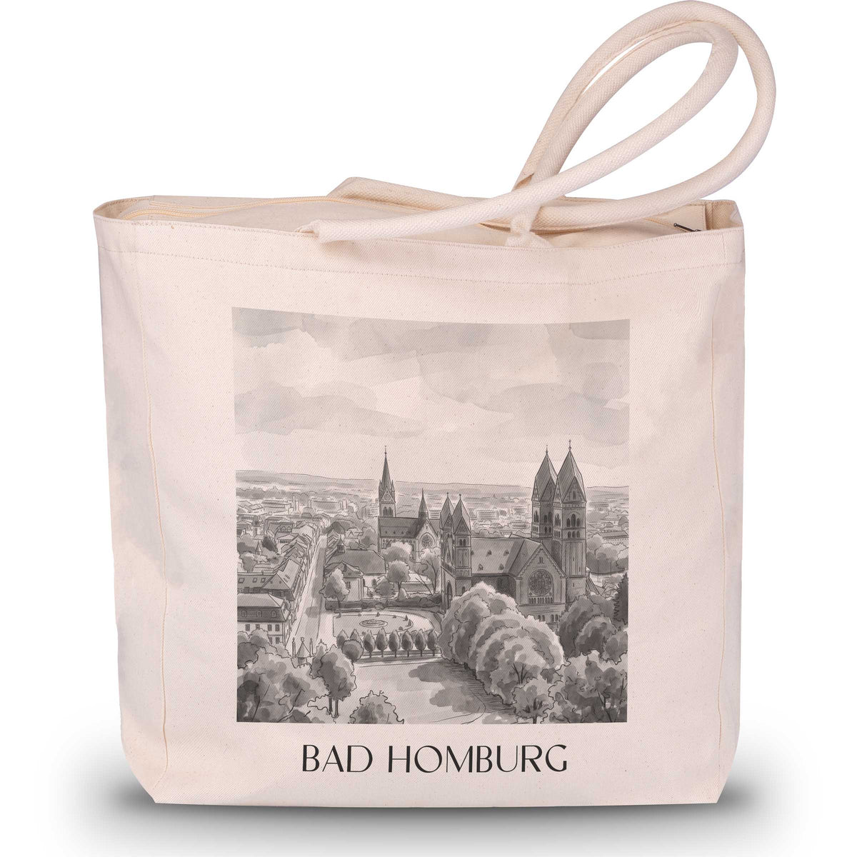 Bad Homburg Shopping Tasche - Hessen - Deutschland Tote Bag - Einkaufstasche im Aquarell Schwarz-Weiß Stil - favplace
