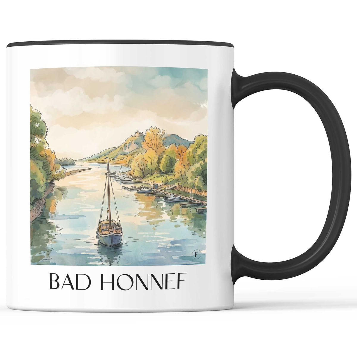 Bad Honnef Kaffeebecher - Rheinland - Deutschland Becher - Kaffeetasse im Aquarell Stil - favplace
