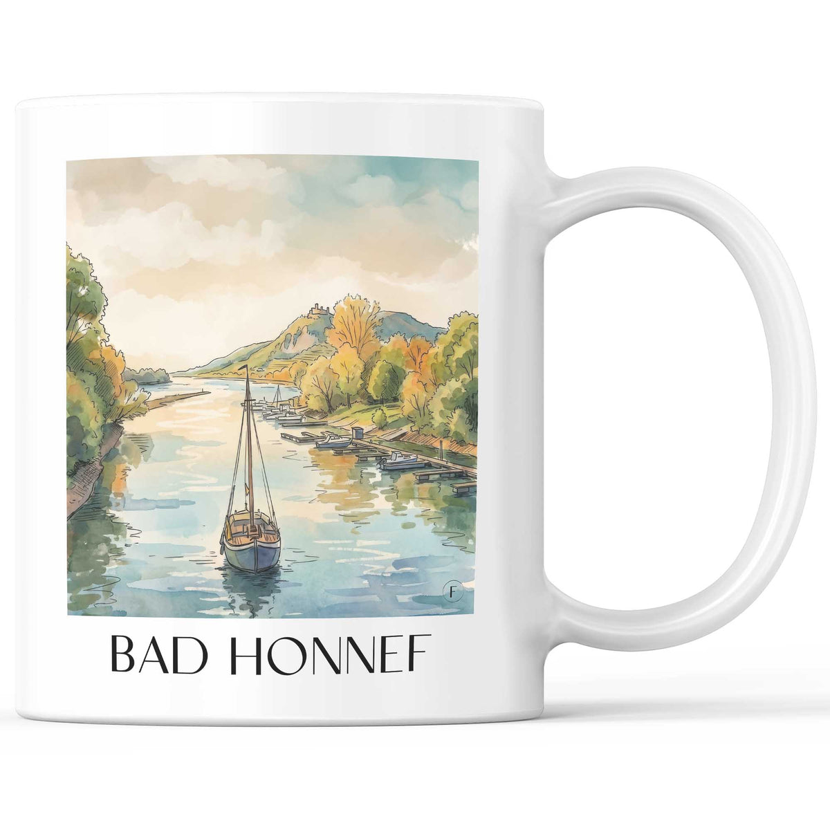 Bad Honnef Kaffeebecher - Rheinland - Deutschland Becher - Kaffeetasse im Aquarell Stil - favplace