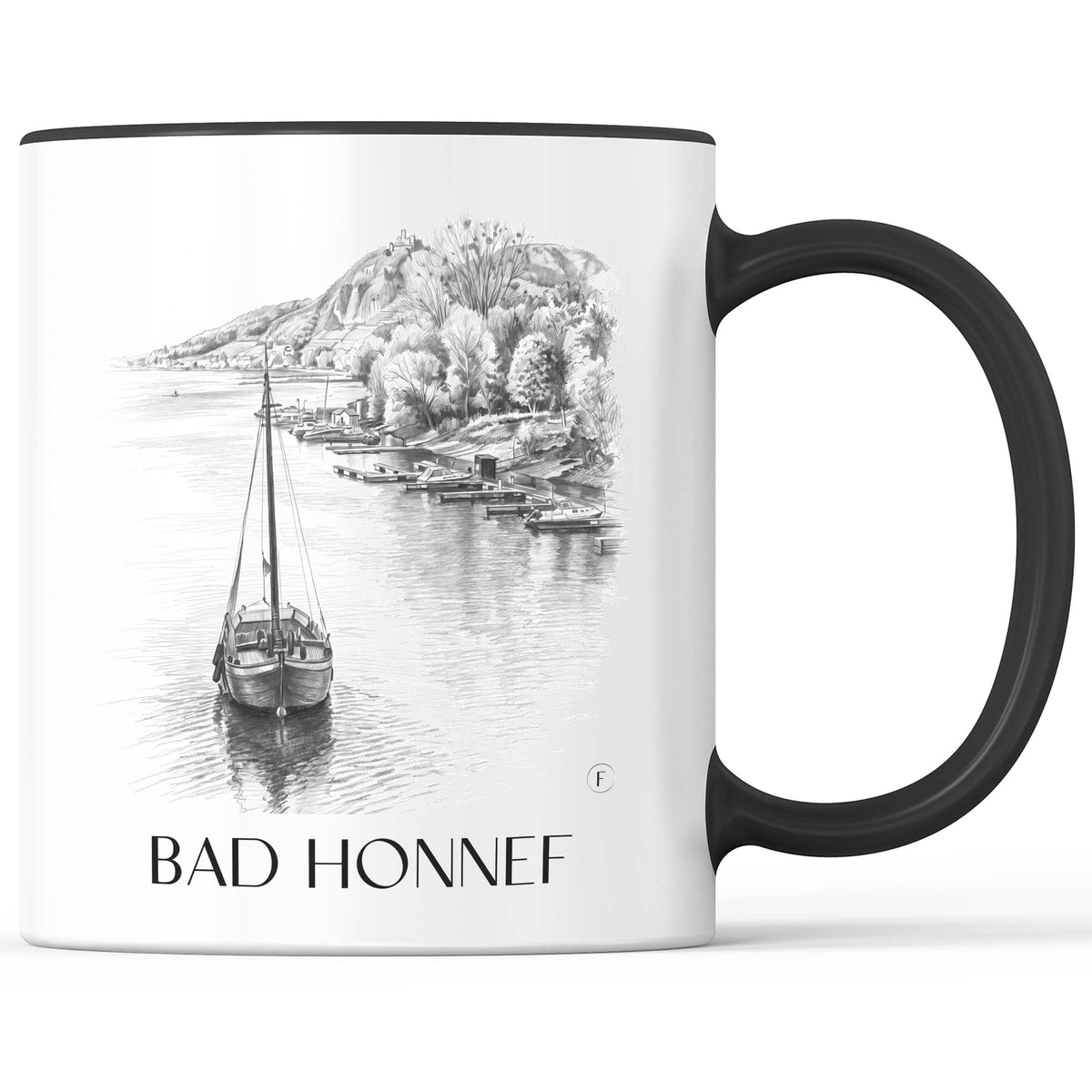 Bad Honnef Kaffeebecher - Rheinland - Deutschland Becher - Kaffeetasse im Zeichnung Stil