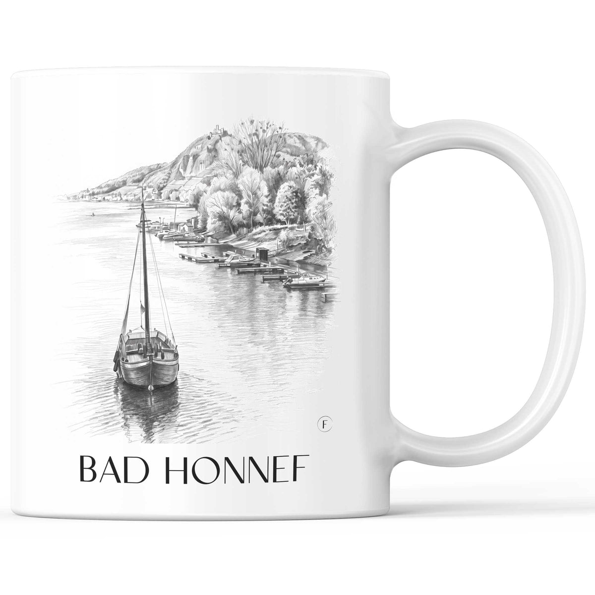 Bad Honnef Kaffeebecher - Rheinland - Deutschland Becher - Kaffeetasse im Zeichnung Stil
