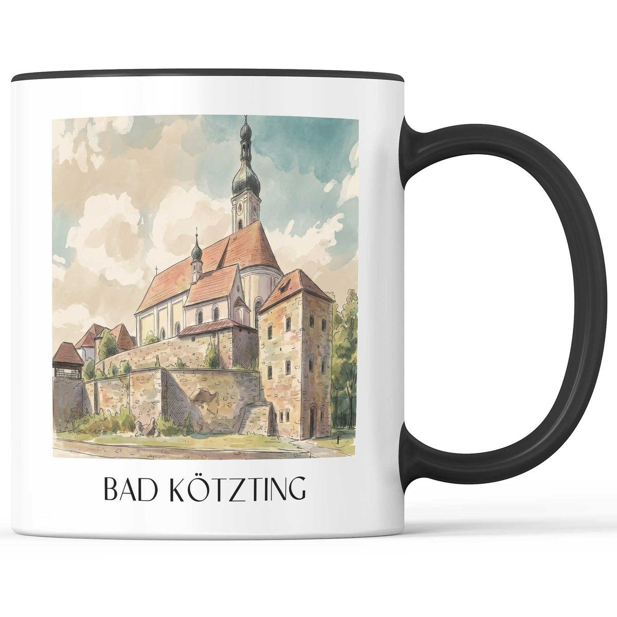 Bad Kötzting Kaffeebecher - Bayerischer Wald - Deutschland Becher - Kaffeetasse im Aquarell Stil - favplace