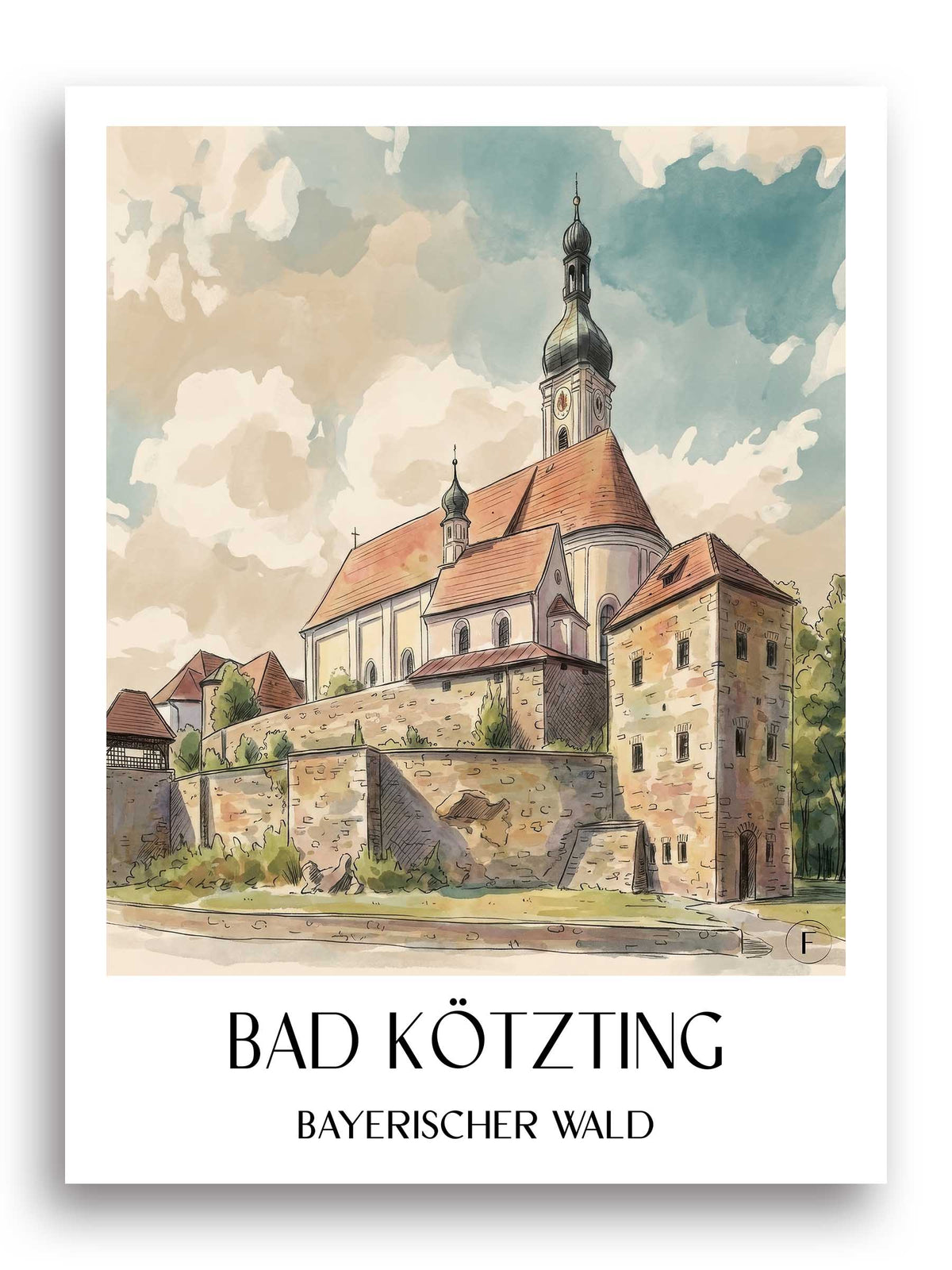 bad-kötzting-bayerischer-wald-deutschland-poster-aquarell