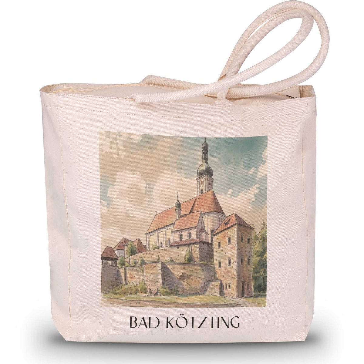 bad-kötzting-bayerischer-wald-deutschland-einkaufstasche-aquarell