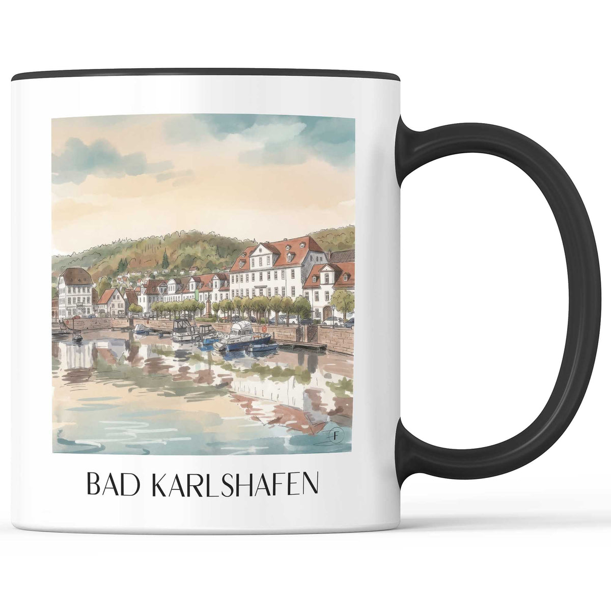 bad-karlshafen-weserbergland-deutschland-kaffeebecher-aquarell