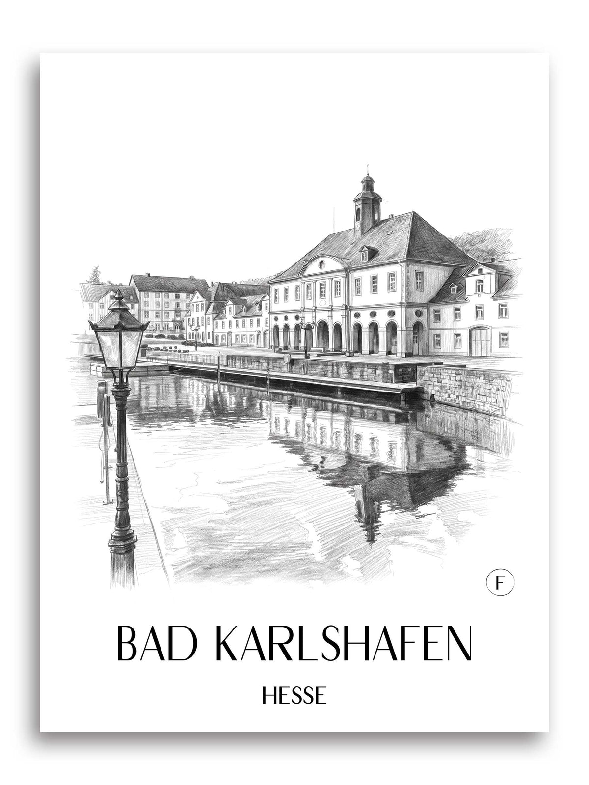 Bad Karlshafen Poster - Hessen - Deutschland Kunstdruck - Zeichnung von A4 bis A1